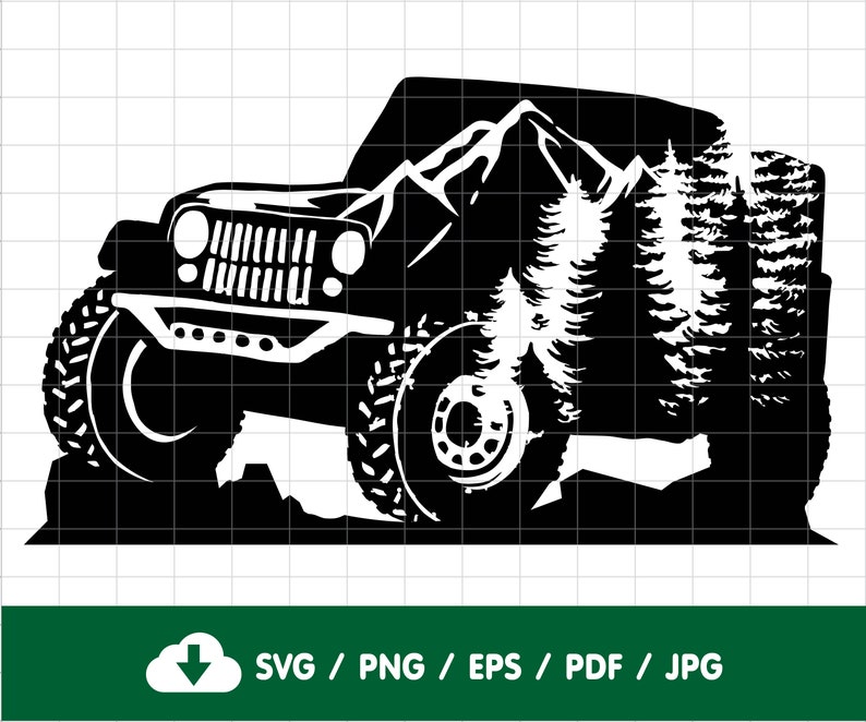 Jeep SVG Jeep With Mountain and Tree SVG & PNG Files For | Etsy