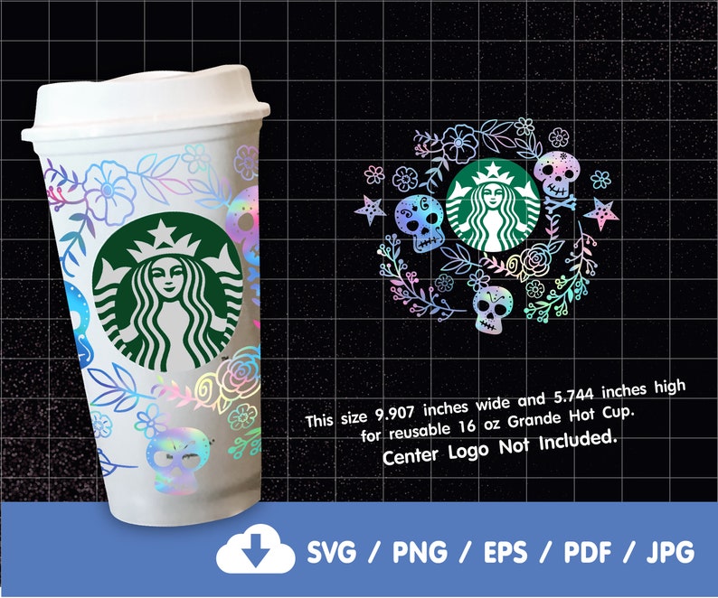 Download Halloween Skull Starbucks Cup SVG Dia De Los Muertos SVG ...