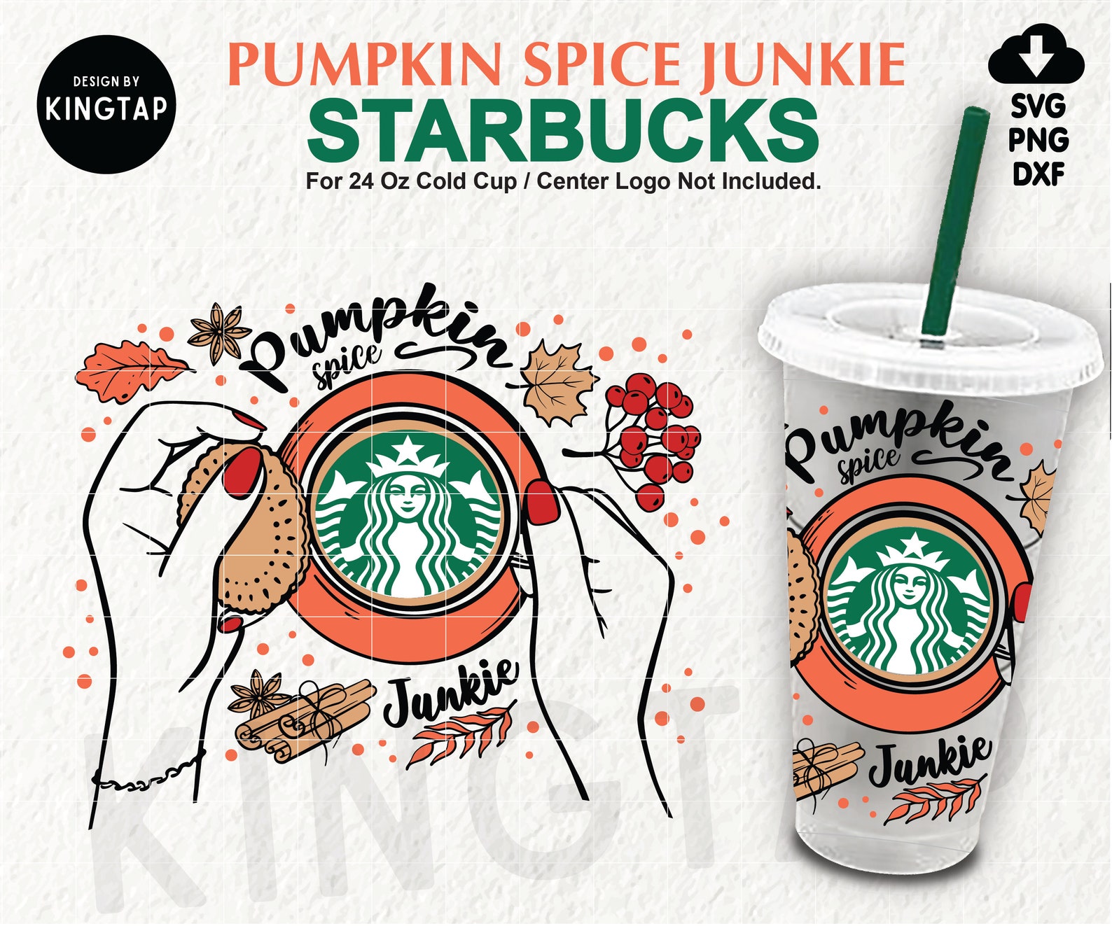 Pumpkin Spice Junkie Starbucks Cup Svg Full Wrap Pumpkin Spice Etsy