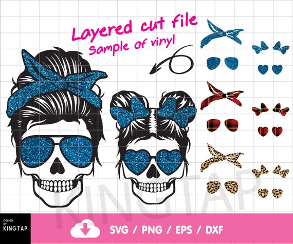 Download Messy Bun Skull SVG Bundle Mom Life Skull SVG Gift Idea ...