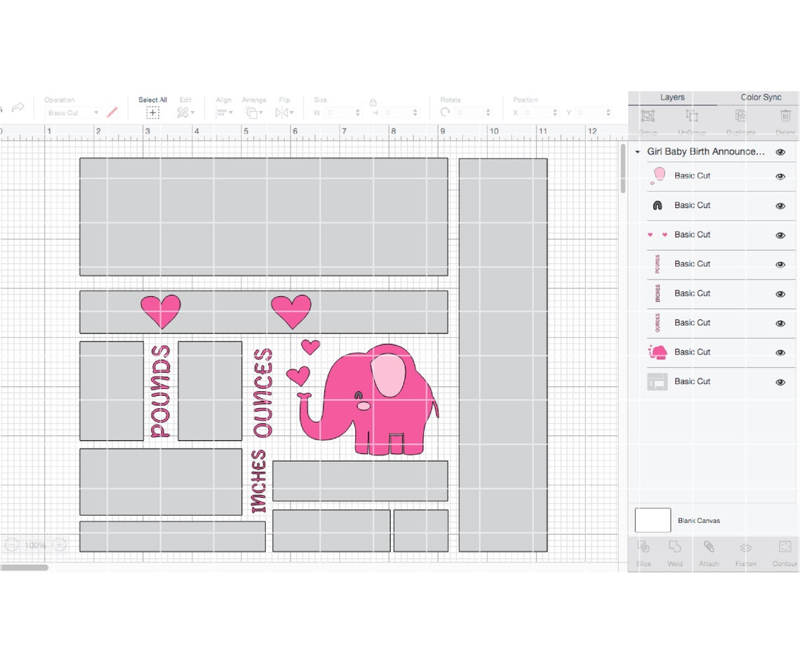 Download Birth Stats Elephant svg Baby Announcement Template svg Baby | Etsy