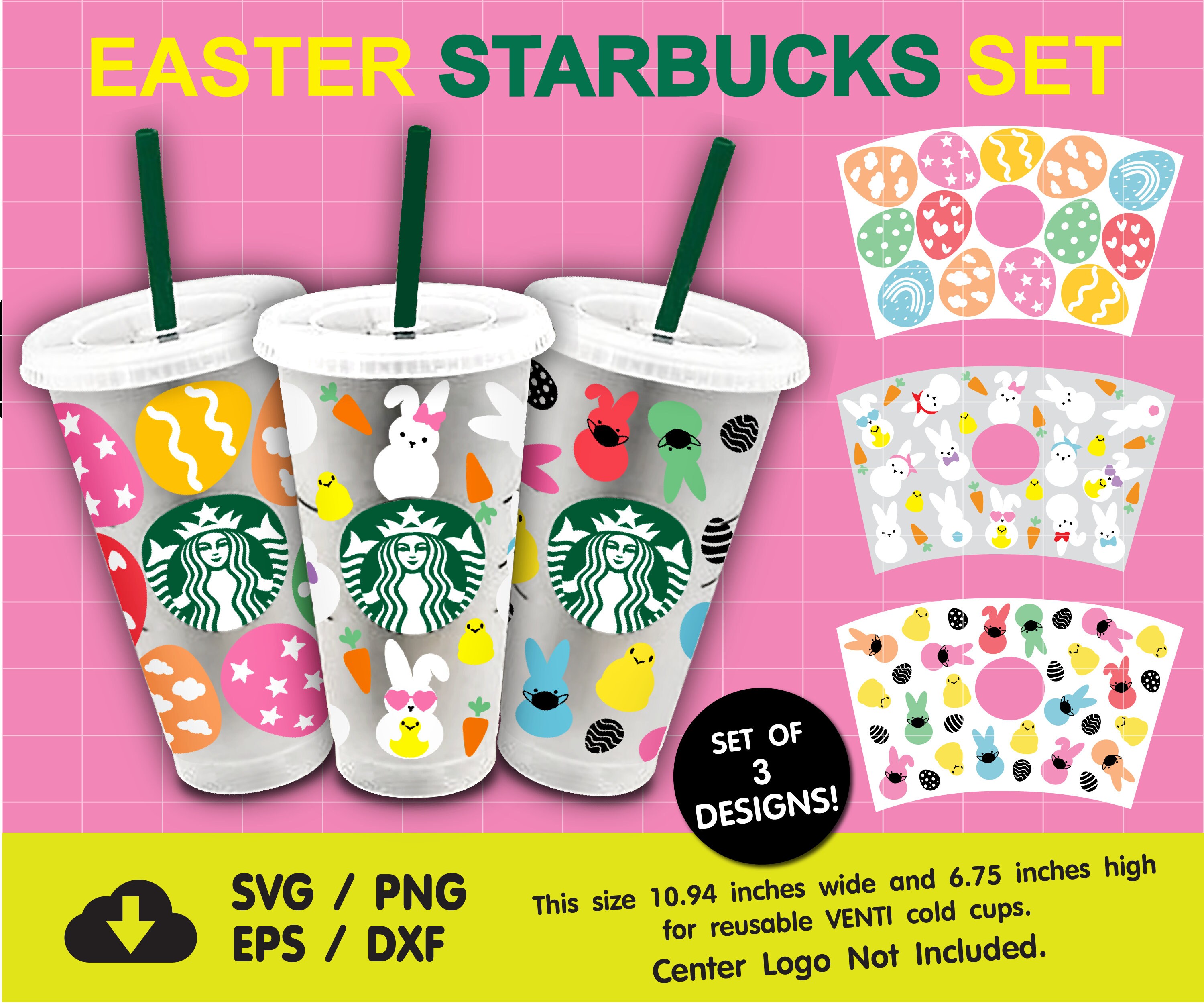 Easter Starbucks Cup SVG Bundle Easter Bunny Bundle SVG Full Etsy