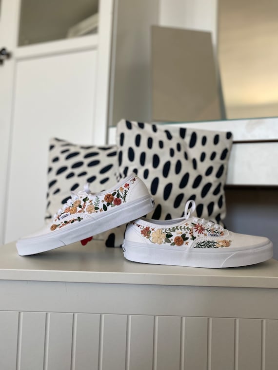 Embroidered vans hotsell slip ons