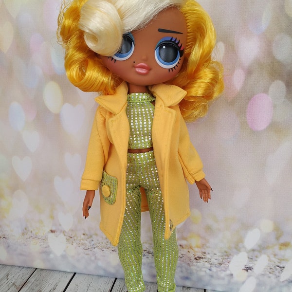 Doll clothes, dolls coats,Leggings and top for dolls, dolls outfit, yellow coat