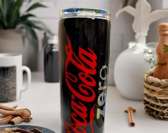 Black Glitter Coke Zero Tumbler, Stainless Steel