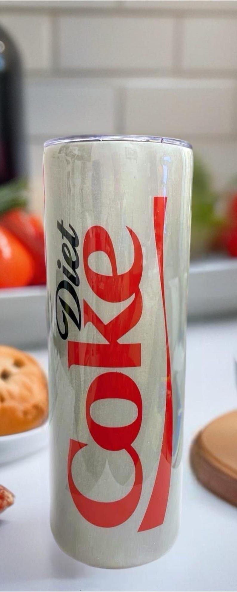 Diet Coke Tumbler: Silver Glitter Stainless Steel Cup image 3