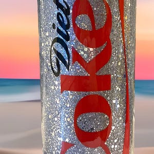 Diet Coke Tumbler: Silver Glitter Stainless Steel Cup image 5