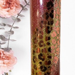 Rose Gold Glitter Leopard Tumbler, Personalized Tumbler, Glitter Tumbler