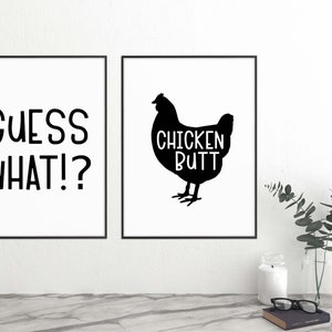 Guess What Chicken Butt, Sign, Decal, Home Decor, Chickens, Farm Decor, Kitchen Decor, Funny Saying, Digital Download