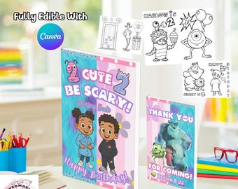Monsters-Inspired Birthday Coloring Book | Printable Party Favor | Instant Download PDF | Toddler Birthday Activity