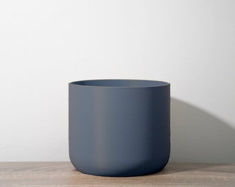 Maceta minimalista con drenaje y platillo en color azul piedra, maceta moderna y única impresa en 3D, tamaños: 4", 5", 6", 7" y 8" / Regalo para cualquier persona