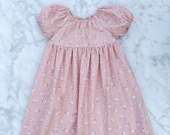 Girls Pink Daisy Floral Dress with Pockets