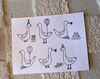 Silly Goose Birthday Coloring Sheets -3 different sheet