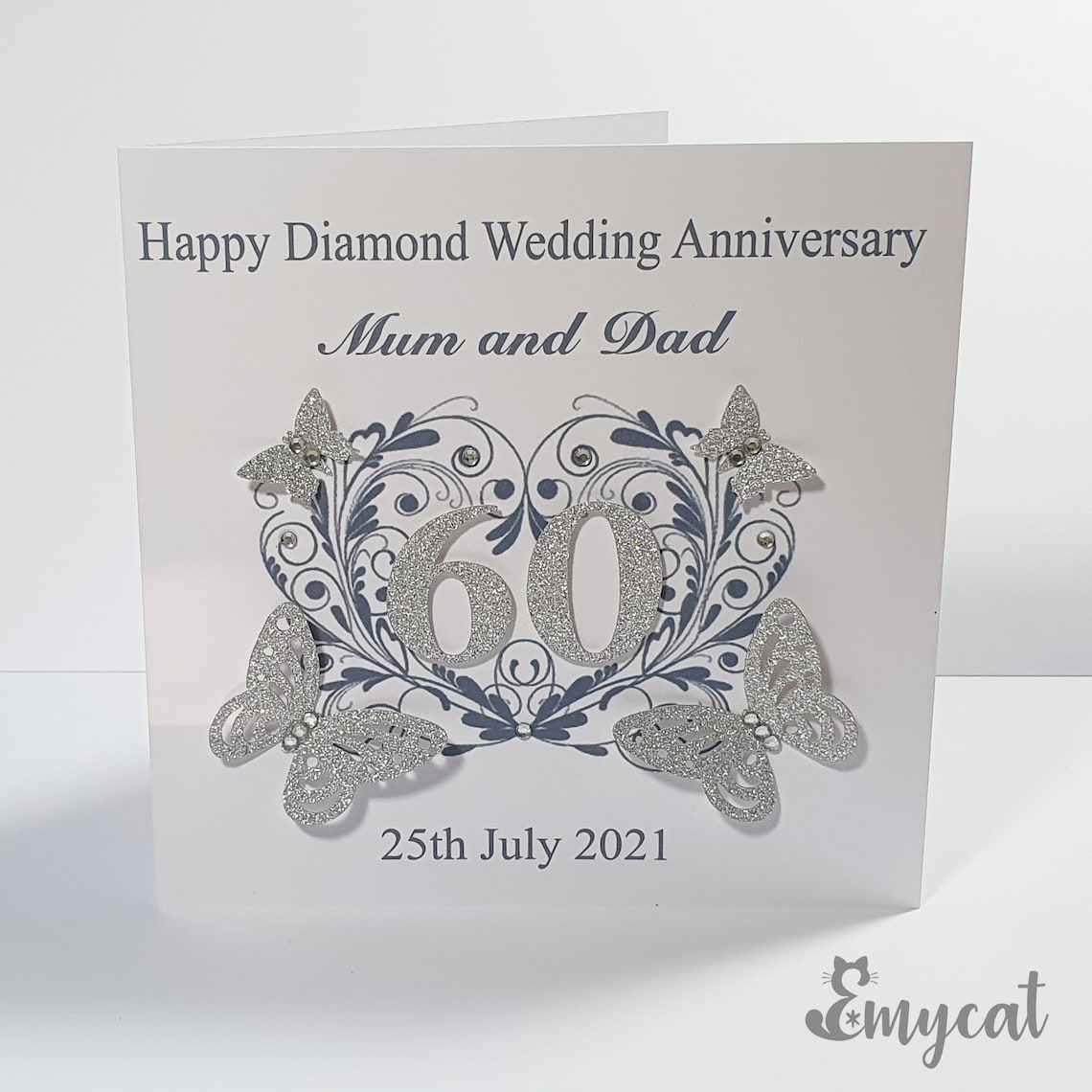 Personalised Handmade Diamond Wedding Anniversary Card 60th Etsy UK
