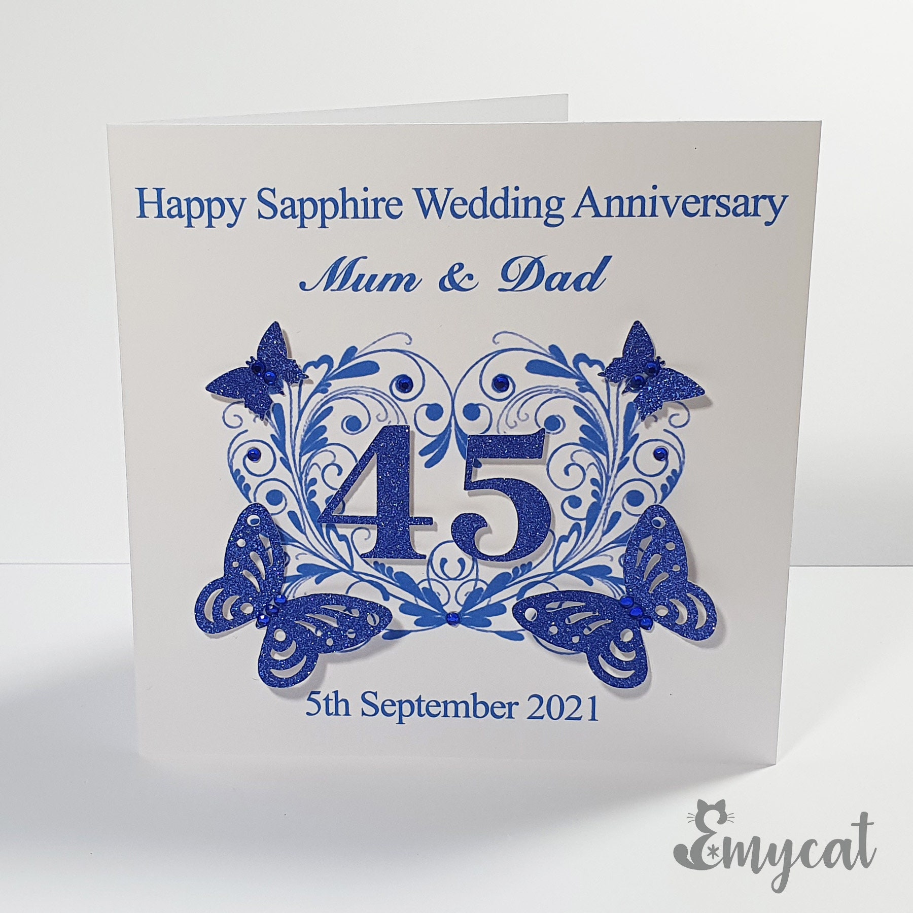 Personalised Handmade Sapphire Anniversary Card 45th Wedding - Etsy UK