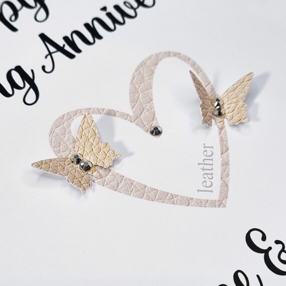 Personalized 3rd Anniversary Card: Handmade Leather Heart