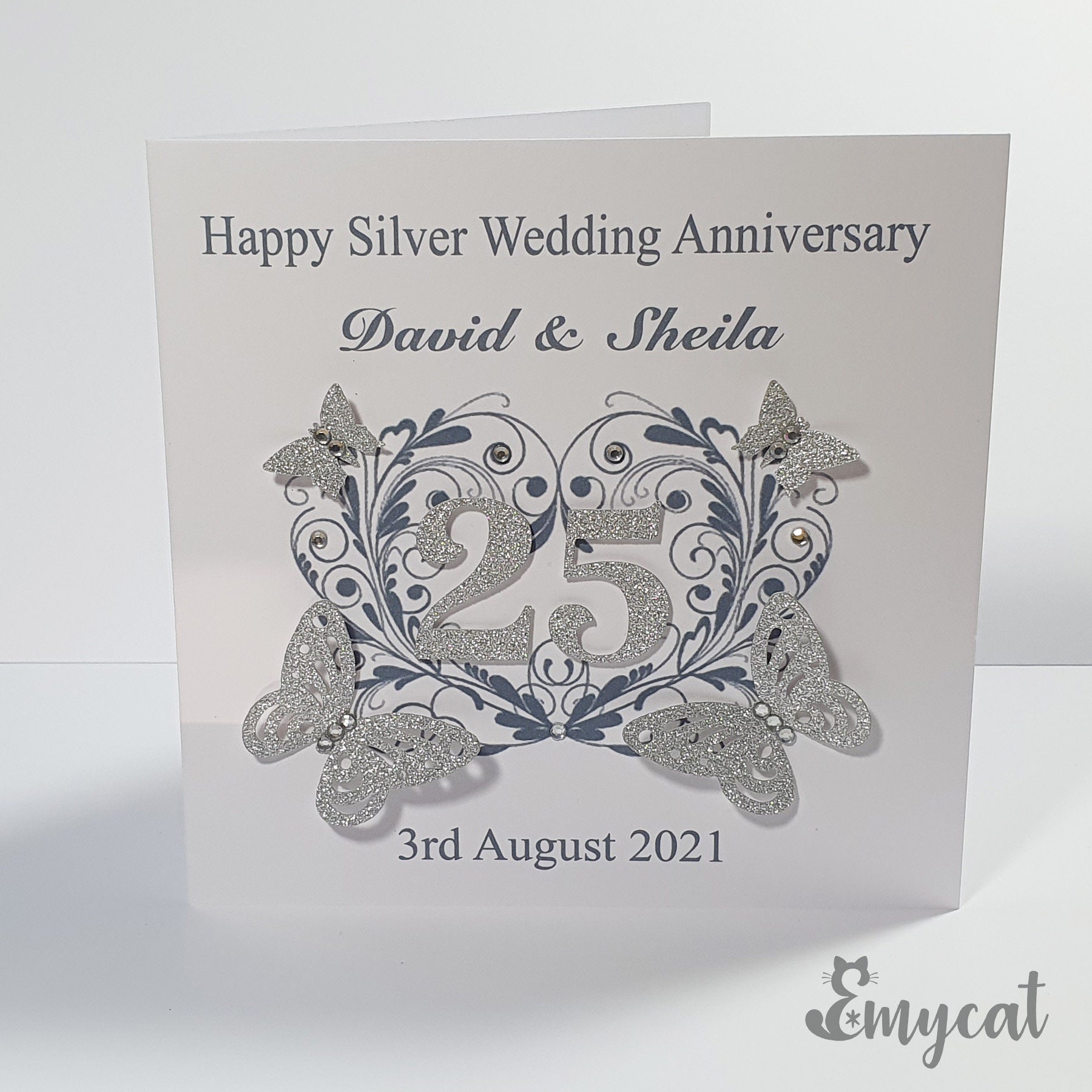 Personalised Handmade Silver Wedding Anniversary Card 25th Etsy