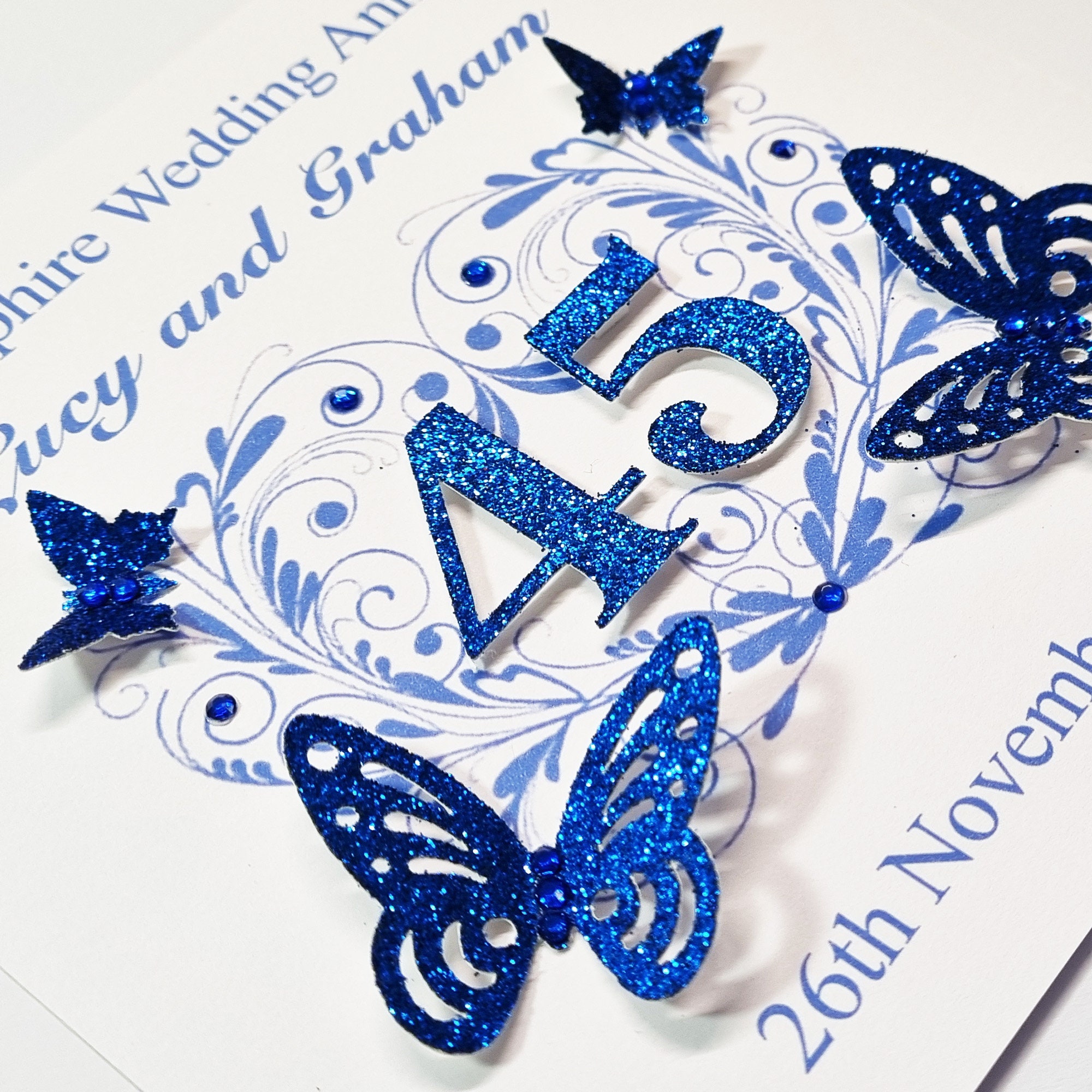Personalised Handmade Sapphire Anniversary Card | 45th Wedding ...