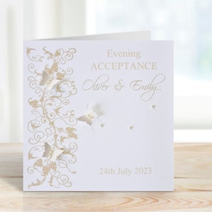 Personalised Wedding Evening Acceptance Card | RSVP Card | Acceptance Card - Ivory/Pearl