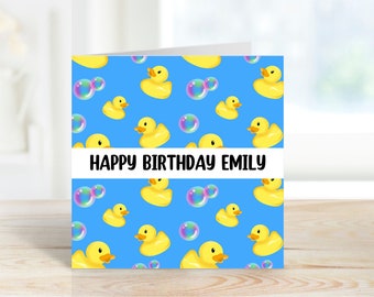 Personalised Handmade Rubber Duck Birthday Card | Any Age Birthday Card