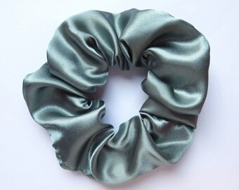 Elastico per capelli in raso grigio blu