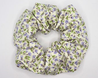 Lilac and Cream Floral Ditsy Hair Scrunchie