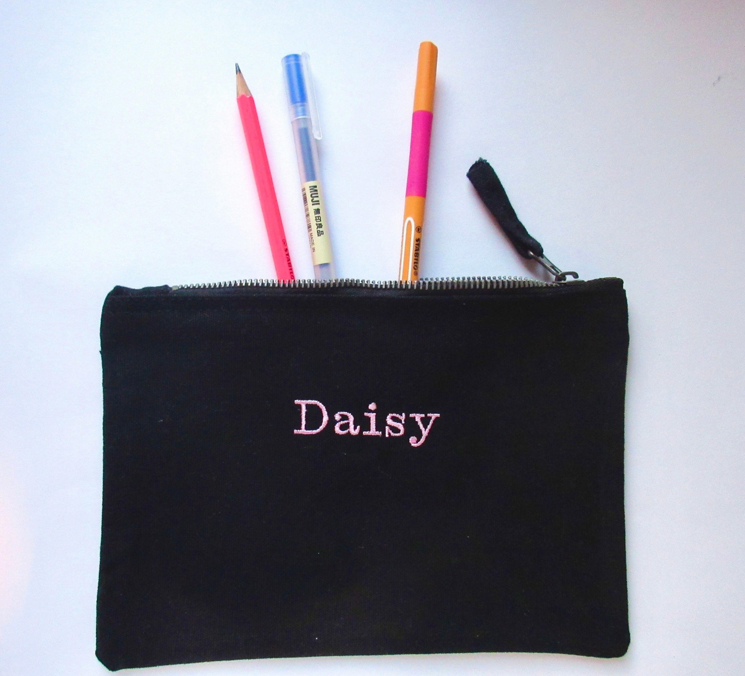 Embroidered Personalised Canvas Zip up Pouch Bag Make up Bag Etsy