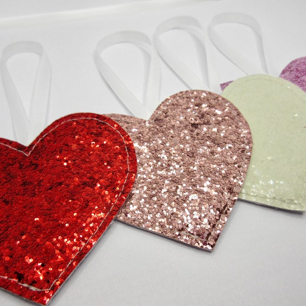 Glitter Heart Decoration - Sparkly Hanging Ornament