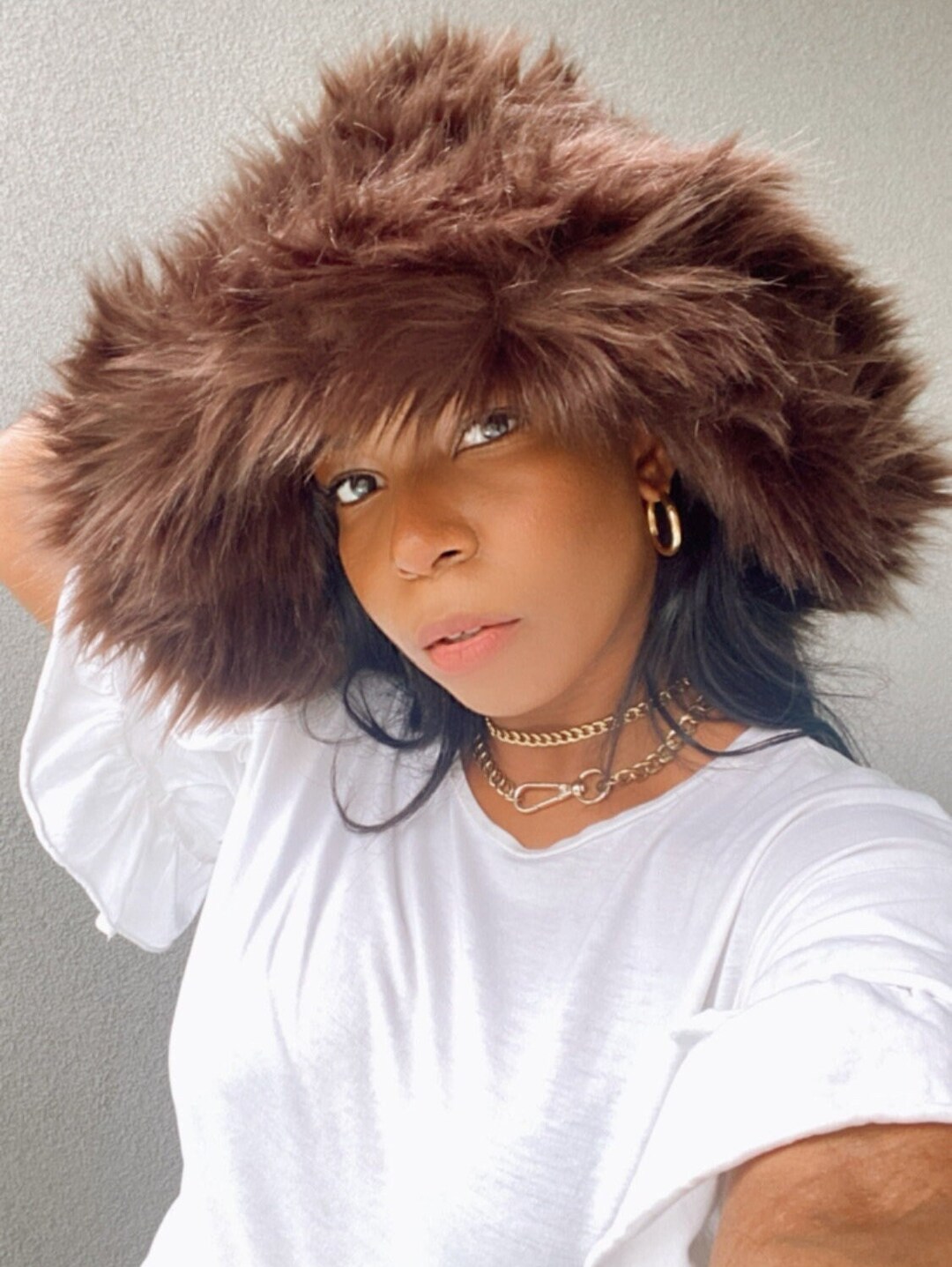 Chocolate Brown Faux Fur Bucket Hat - Etsy