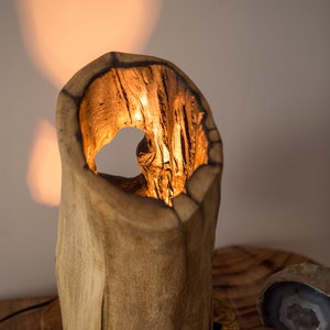 Sculpture wood lamp,Wood table lamp.Handmade light,Decoration wooden lamp