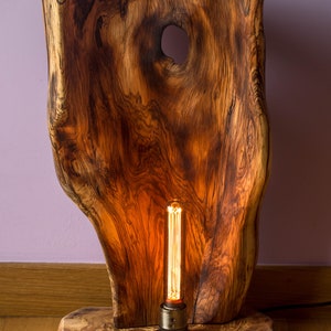 Olive wood floor lamp,Sculpture wood lamp,.Handmade light,Decoration wooden lamp,Rustic light,Living room lamp