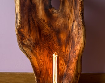 Olive wood floor lamp,Sculpture wood lamp,.Handmade light,Decoration wooden lamp,Rustic light,Living room lamp