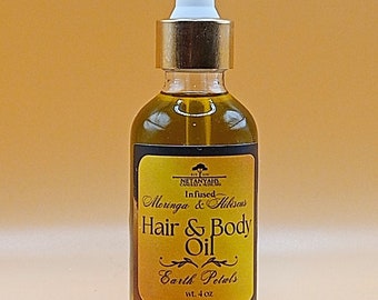 Earth Petals Hair 'n' Body Oil - Infused Moringa & Hibiscus Leaf Oil