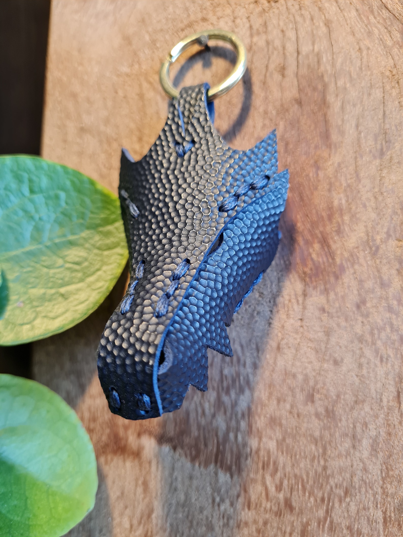 Leather dragon keychain dragon key fob Etsy