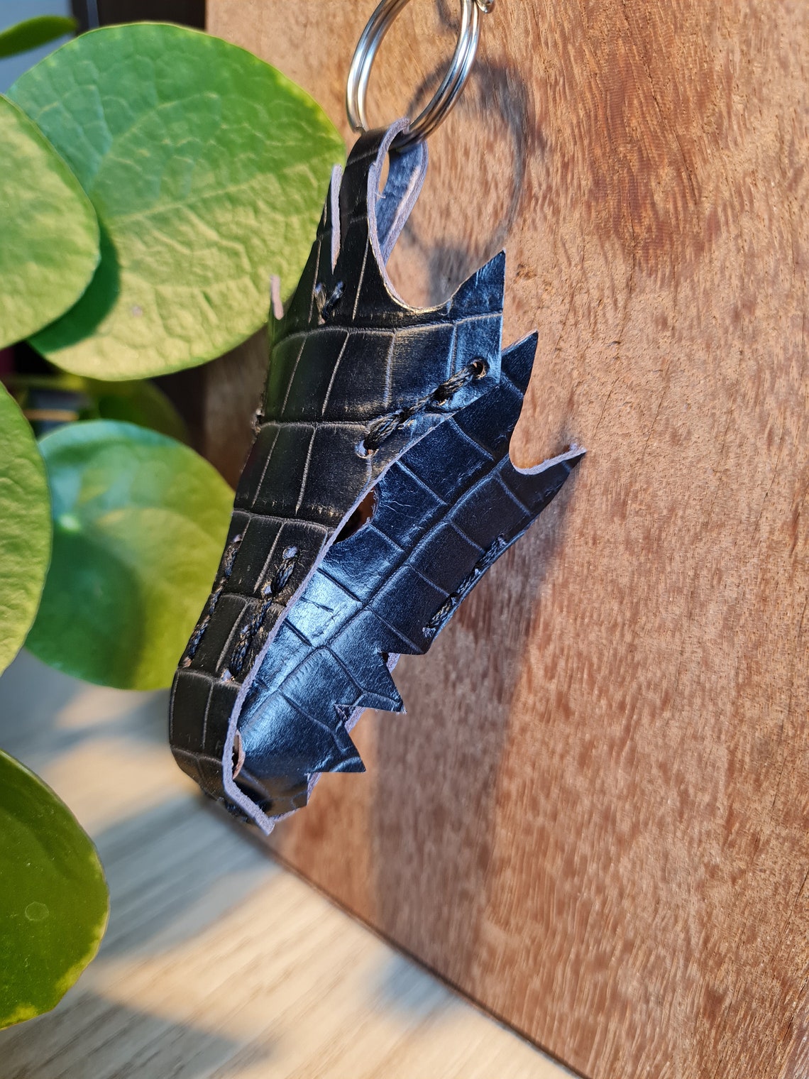 Leather dragon keychain dragon key fob Etsy