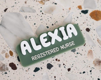 Personalised nurse acrylic bubble name tag | doctor | nurse | hospital | scrubs | health | work badge | work tag | teacher | dentist | badge