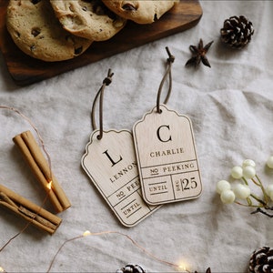 Natural wood Christmas Santa sack gift tag | present tag | keepsake | engraved | festive | family | present | wrapping | gift