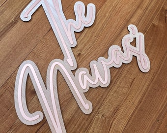 Personalised Dual Layer Acrylic Plywood Name Wall Sign | plaque | bedroom decor | nursery | family | baby | keepsake | child | wedding