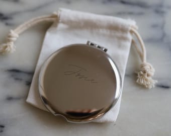 Personalised engraved stainless steel mirror | mum | bride | bridesmaid | gift | mothers day | dual sided | make up | bridal | initials