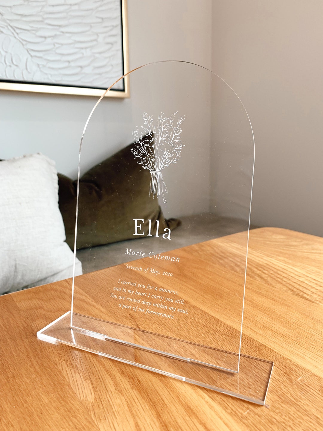 Personalised Acrylic Memory Stand Baby Neonatal Grief Pregnancy Loss ...