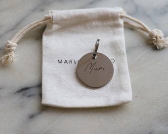 Personalised Stainless Steel Engraved Keyring | Custom Initial Keychain