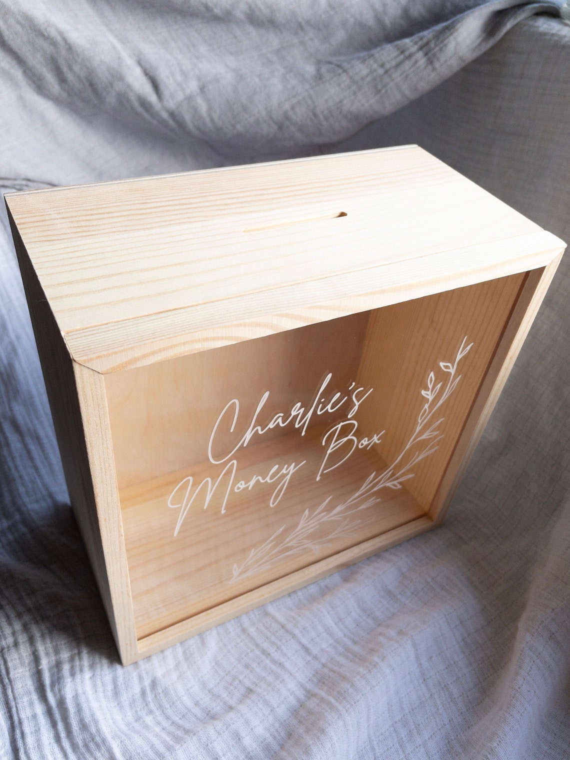 Caja de dinero de madera grande personalizada para niños / Etsy España