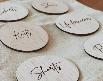 Natural plywood nursery or kids clothing signage | bedroom | wardrobe | organisation | sign | clothes | neat | tidy | kids room | newborn