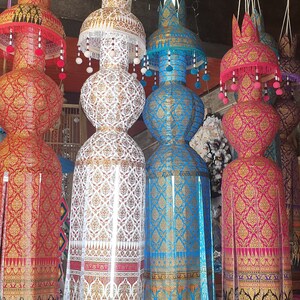 Magnifiques lanternes suspendues thaïlandaises Lanna Décoration d'intérieur bohème chic image 4