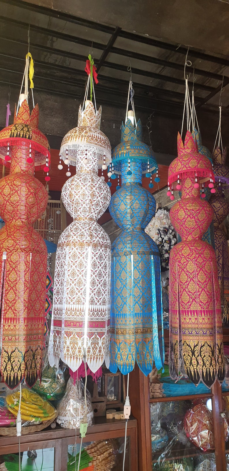 Magnifiques lanternes suspendues thaïlandaises Lanna Décoration d'intérieur bohème chic image 4