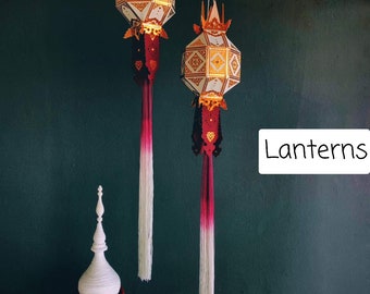 Enchanting Thai Lanna Hanging Lanterns | Boho Chic Wall Decor