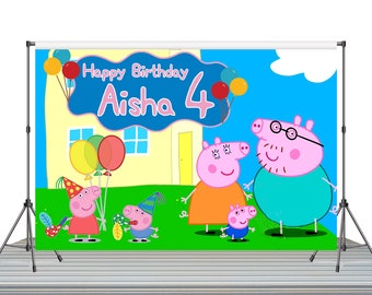 Peppa Pig Backdrop Peppa Pig Backdrop Birthday Peppa Pig - Etsy