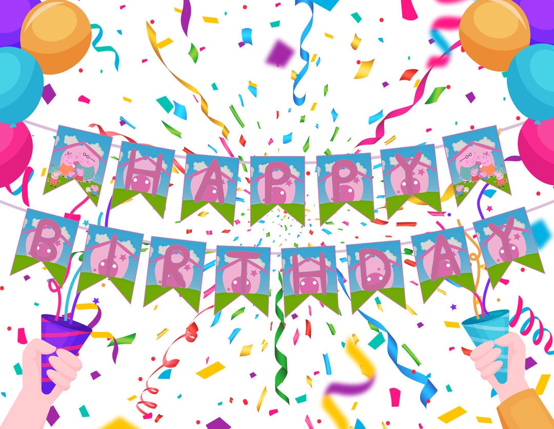 Peppa Pig Birthday Banner, Peppa Pig Party Banner, Peppa Pig Party ...