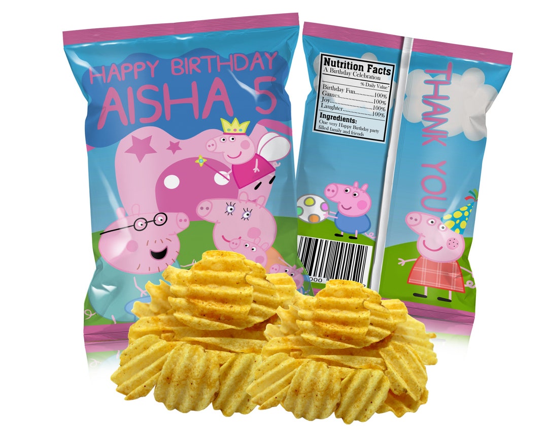 Peppa Pig Chip Bag, Peppa Pig Favors, Peppa Pig Birthday, Peppa Pig