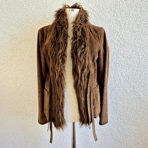 Vintage 90s Brown Suede Jacket Vintage Coat Retro Structured Outerwear Y2K Minimalist Blazer Classic Fall Fashion